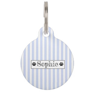 Blue Pastel Stripes Personalized Dog Cat Pet Pet ID Tag