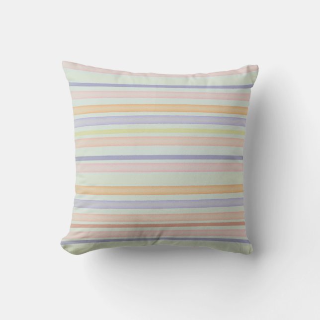 Blue pastel stripes throw pillow (Front)