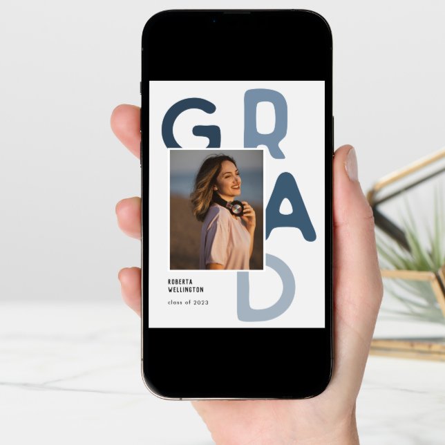 Blue Pastel Typography Photo 2023 Graduation Announcement (Front Digital)