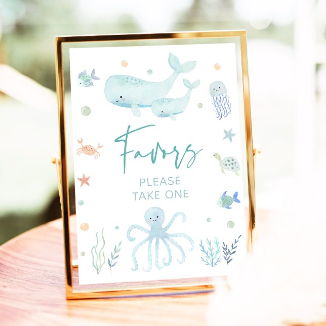 Blue Pastel Under the Sea Baby Shower Favors Sign (Creator Uploaded)
