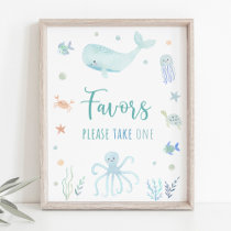 Blue Pastel Under the Sea Birthday Favor Sign