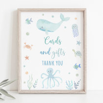 Blue Pastel Under the Sea Birthday Gifts Sign