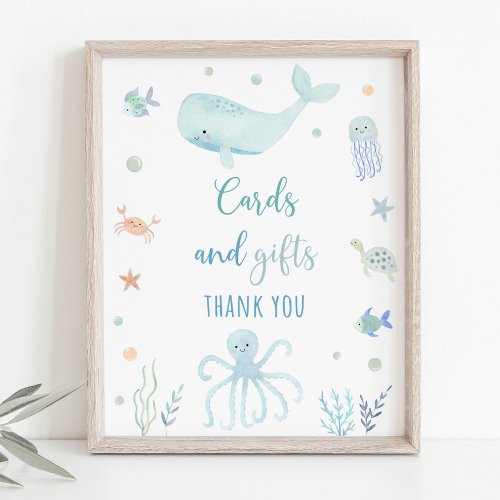 Blue Pastel Under the Sea Birthday Gifts Sign