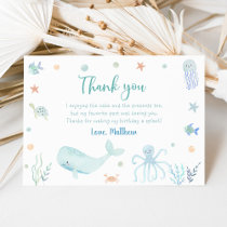 Blue Pastel Under the Sea Birthday Thank You Card