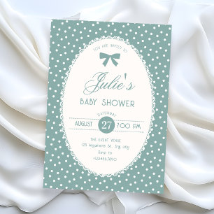 Blue pastel vintage baby shower invitation