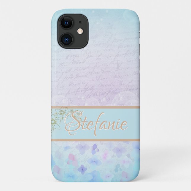 Blue Pastel with Soft Flowers Case-Mate iPhone Case (Back)