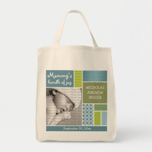 Blue Patchwork Custom Photo Diaper/Mommy Bag