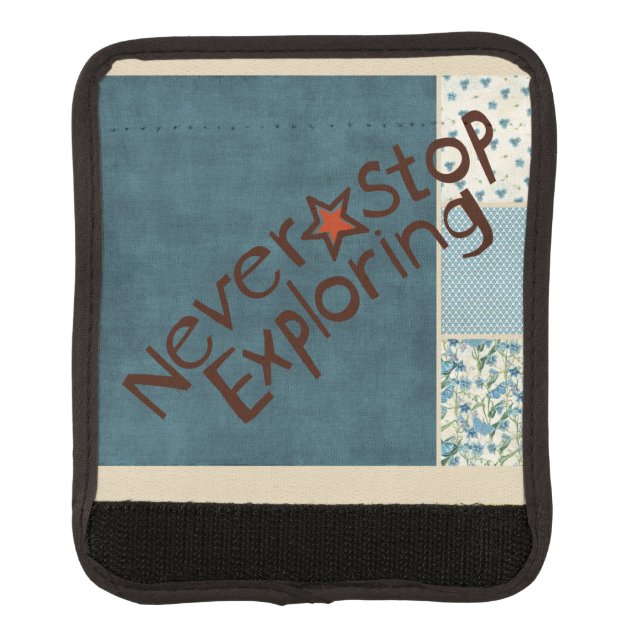 Blue Patchwork Luggage Handle Wrap (Front)