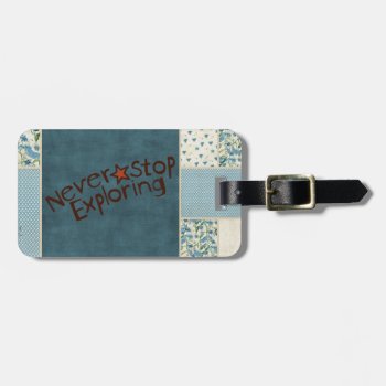 Blue Patchwork Luggage Tag by ElizaBGraphics at Zazzle