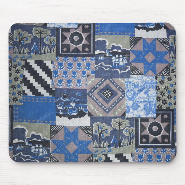 Blue Patchwork Mousepad (Front)