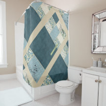 Blue Patchwork Shower Curtain