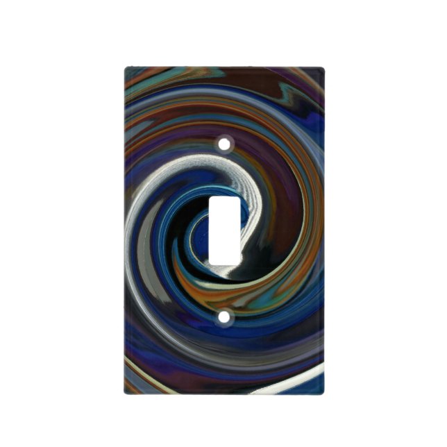Blue Patchwork Swirl Light Switch Cover (Front)