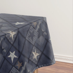 Blue patchwork tablecloth