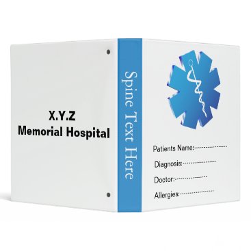 Blue patient's medical record book 3 ring binder