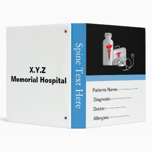 Blue patient's medical record book binder