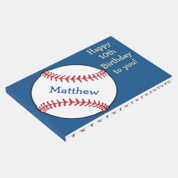 Blue Patriotic Baseball Birthday Sports Guest Book by Bebops at Zazzle