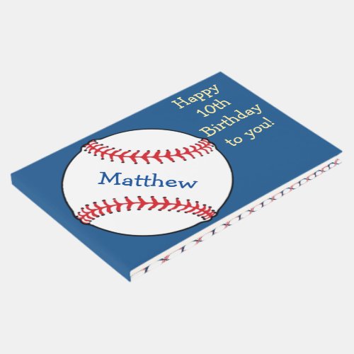 Blue Patriotic Baseball Birthday Sports Guest Book