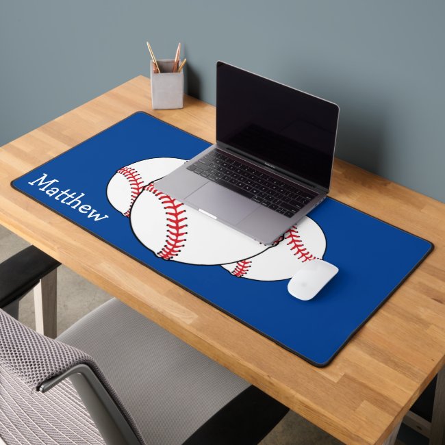 Blue Patriotic Baseball Sports Desk Mat