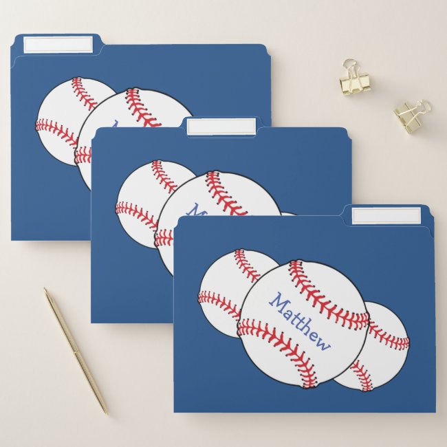 Blue Patriotic Baseball Sports File Folder Set