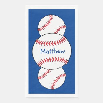 Blue Patriotic Baseball Sports Paper Guest Towel by Bebops at Zazzle