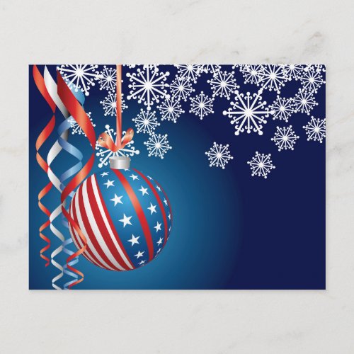 Blue Patriotic Christmas Holiday Postcard