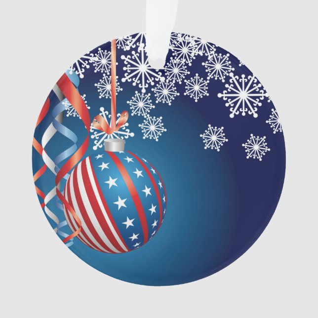 Blue Patriotic Christmas Ornament (Front)