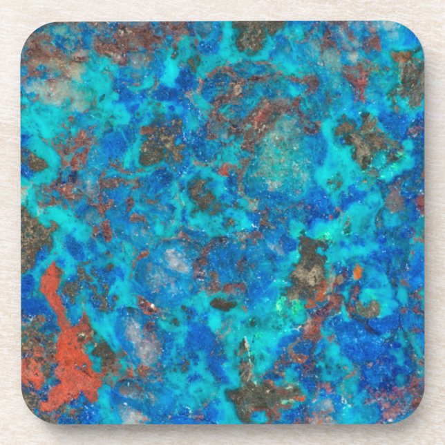 Blue patterened Shattuckite Coaster (Front)
