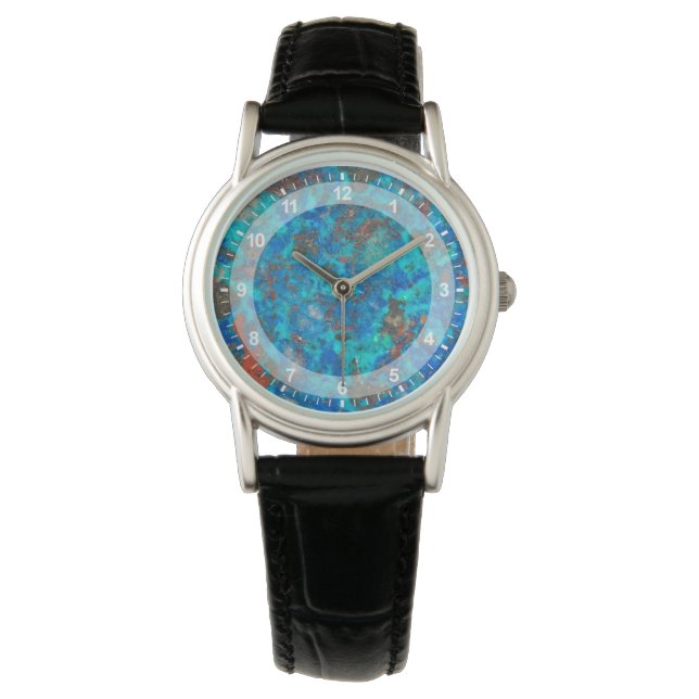 Blue patterened Shattuckite Watch (Front)