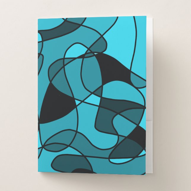blue Pattern 3 Ring Binder Pocket Folder (Front)