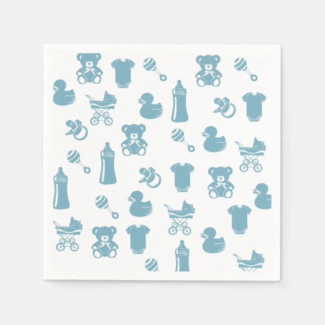 Blue Pattern Baby Shower  Napkins (Front)