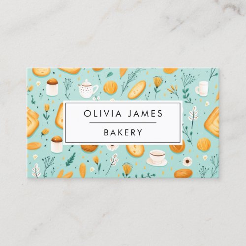 Blue Pattern Bakery Pastry Chef and Caterer Business Card