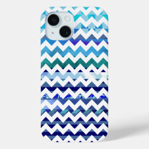 Blue pattern Chevron iPhone 15 Case