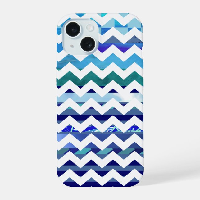 Blue pattern Chevron Iphone Case (Back)