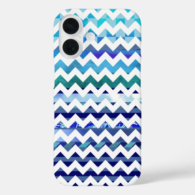 Blue pattern chevron stripes Case-Mate iPhone case (Back)