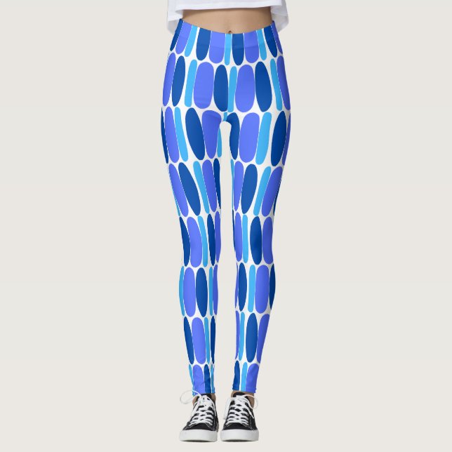 Blue Pattern Colorful Shapes Leggings (Front)