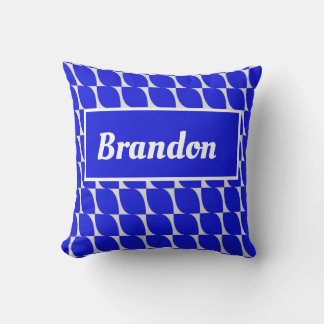 Blue pattern customizable name  throw pillow