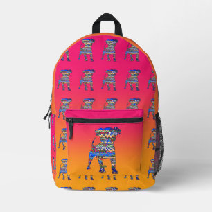 Blue Pattern Dog Kids Pink Yellow  Printed Backpack