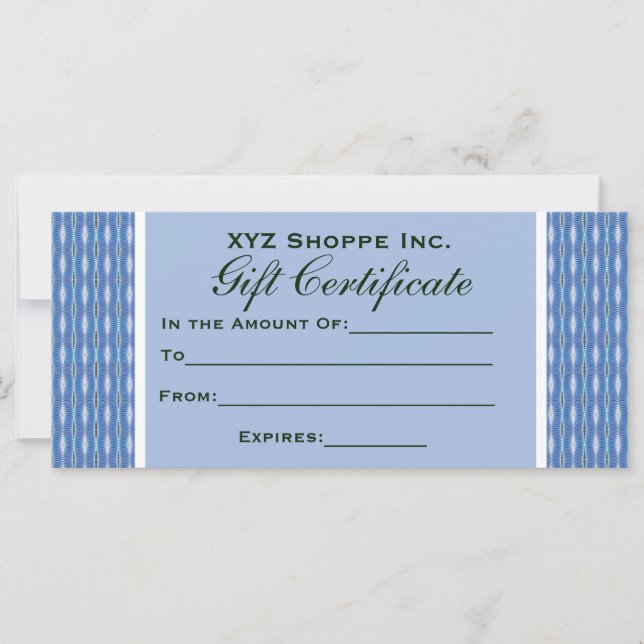 blue pattern Gift Certificate (Front)