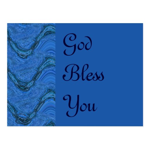 blue pattern God Bless You Postcard | Zazzle