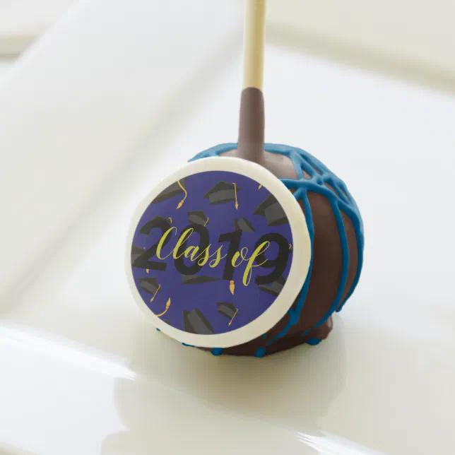 Blue Pattern Graduation Cap Class of 2019 Cake Pops | Zazzle