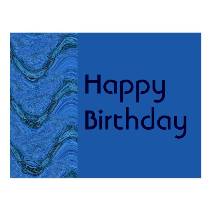 blue pattern Happy Birthday Post Cards