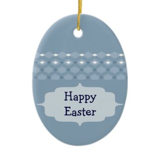 Blue Pattern Happy Easter Egg Ornament ornament