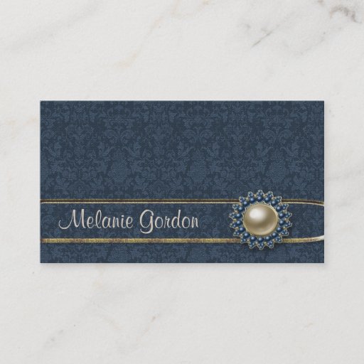Customizable Blue Pattern Jewel Business Card