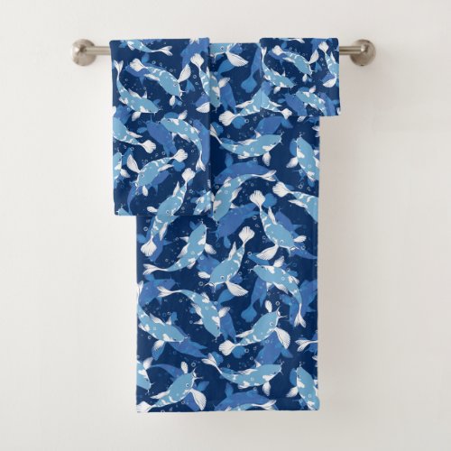 Blue Pattern _ Koi Fish Bath Towel Set