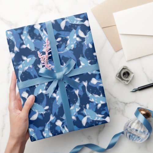 Blue Pattern _ Koi Fish Wrapping Paper