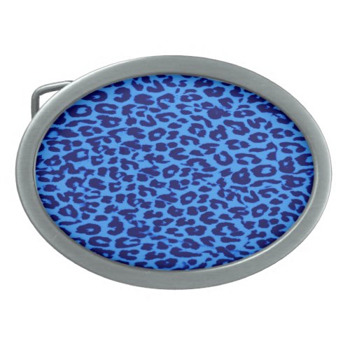 Blue pattern leopard fur texture belt buckle