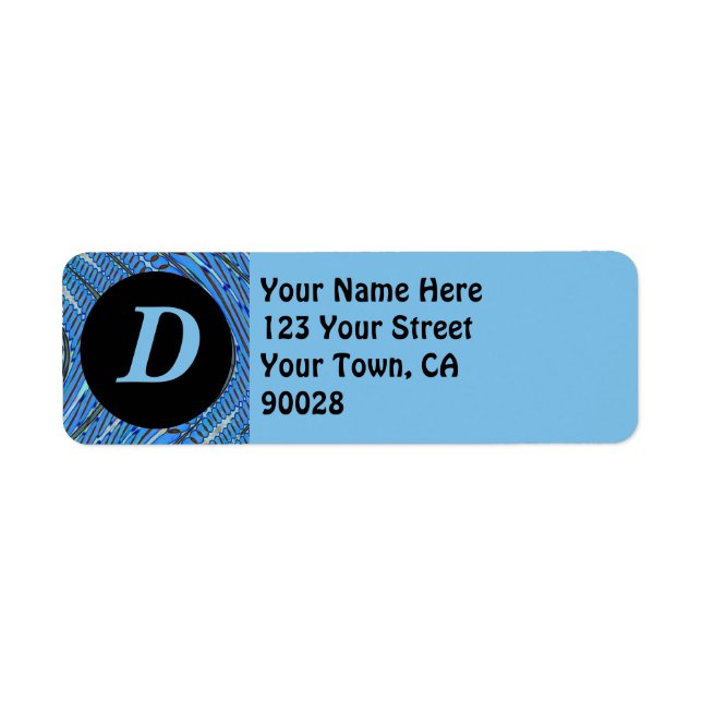 blue pattern monogram label (Front)