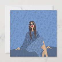 Blue Pattern Muse Glam Fashion Art Card