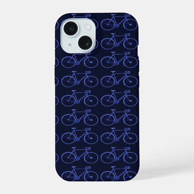 Blue pattern of bikes iphone case (Back)