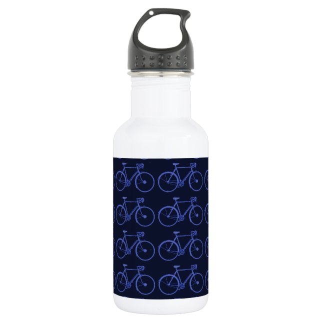 Blue pattern of bikes water bottle (Front)